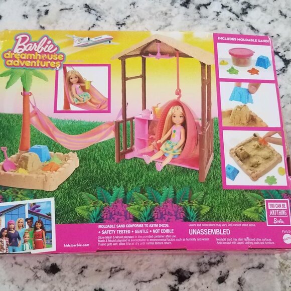 NWT 🩷 Barbie Chelsea Doll Tiki Hut Playset with Moldable Sand. NIB - Picture 8 of 10